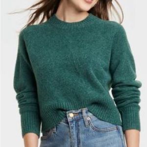 Teal Women's Crew Neck Cashmere-Like Pullover Sweater